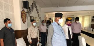 सैनिक कल्याण मंत्री गणेश जोशी ने जिला सैनिक कल्याण अधिकारी कर्नल (सेनि) डी0के0 कौशिक को दी श्रद्धांजलि