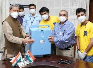 सेवा इंटरनेशनल संस्था ने मुख्यमंत्री तीरथ रावत को भेंट किए 5 ऑक्सीजन कंसेंट्रेटर्स,श्री महंत इन्द्रेश अस्पताल करेगा उपयोग