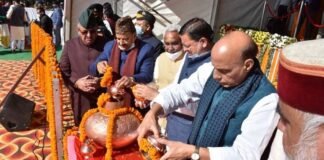 केंद्रीय रक्षा मंत्री राजनाथ सिंह और सीएम पुष्कर धामी ने किया सैन्य धाम का भूमि पूजन,63 करोड़ की लागत से बनेगा भव्य सैन्य धाम