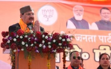 उत्तराखंड के दो दिवसीय दौरे पर रहे भाजपा अध्यक्ष जेपी नड्डा,कई जन-सभाओं को किया संबोधित कहा-कांग्रेस राज्य में जाति-पाति और धर्म के नाम पर झगड़ा करवाने का किया काम