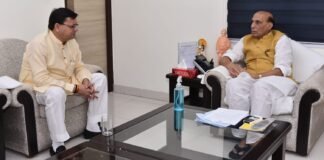 मुख्यमंत्री पुष्कर धामी ने केंद्रीय रक्षा मंत्री राजनाथ सिंह से की भेंट कहा-अग्निपथ योजना का उत्तराखंड में हो रहा है स्वागत
