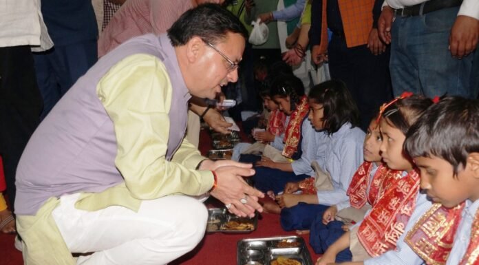 मुख्यमंत्री पुष्कर धामी ने हल्द्वानी में दिव्यांग बच्चों के स्कूल ’नैब’ में जाकर बच्चों से की मुलाकात,किया कन्या पूजन