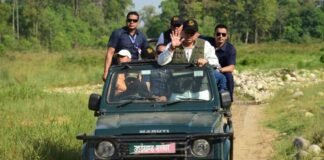 मुख्यमंत्री पुष्कर धामी,केंद्रीय मंत्री भूपेंद्र यादव एवं प्रदेश के वन मंत्री सुबोध उनियाल ने किया मोतीचूर रेंज में राजाजी नेशनल पार्क का भ्रमण