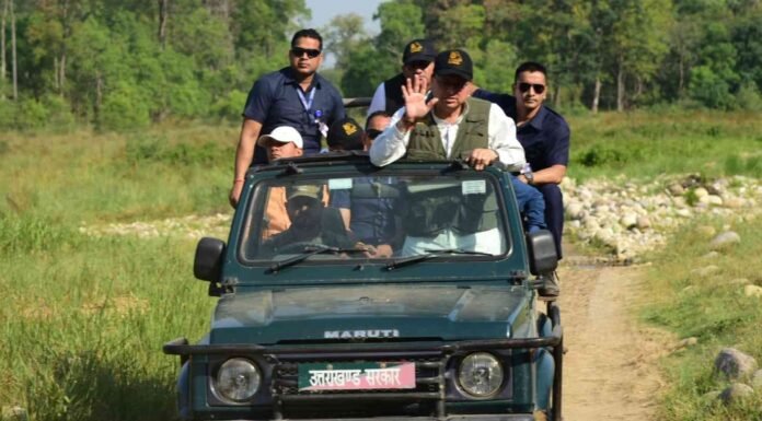 मुख्यमंत्री पुष्कर धामी,केंद्रीय मंत्री भूपेंद्र यादव एवं प्रदेश के वन मंत्री सुबोध उनियाल ने किया मोतीचूर रेंज में राजाजी नेशनल पार्क का भ्रमण