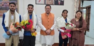 Dehradun:-पेरिस ओलिंपिक में प्रतिभाग कर लौटे खिलाड़ियों ने मुख्यमंत्री पुष्कर धामी से की भेंट