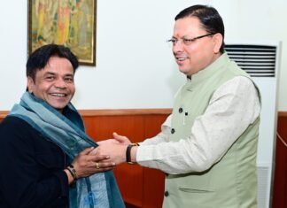 Uttarakhand:-फिल्म अभिनेता राजपाल यादव ने सीएम धामी से की मुलाकात