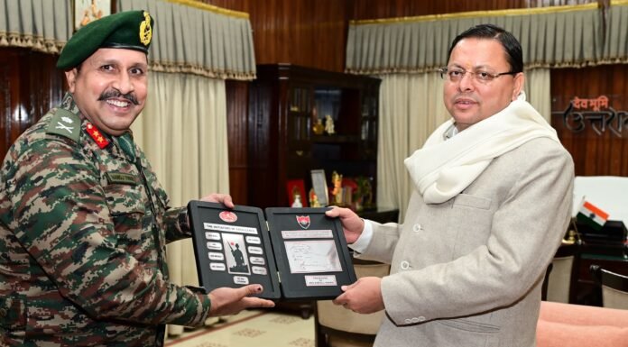 Uttarakhand:-अग्निवीर भर्ती में उत्तराखंड से 4500 अभ्यर्थियों का किया गया चयन,मेजर जनरल मनोज तिवारी ने सीएम धामी से भेंट कर दी जानकारी