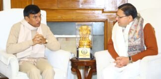 New Delhi:-केंद्रीय खेल मंत्री मनसुख मांडविया से सीएम धामी ने की भेंट,उत्तराखंड में राष्ट्रीय खेलों के आयोजन की तैयारियों के बारे में जानकारियां