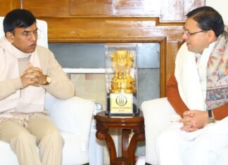 New Delhi:-केंद्रीय खेल मंत्री मनसुख मांडविया से सीएम धामी ने की भेंट,उत्तराखंड में राष्ट्रीय खेलों के आयोजन की तैयारियों के बारे में जानकारियां