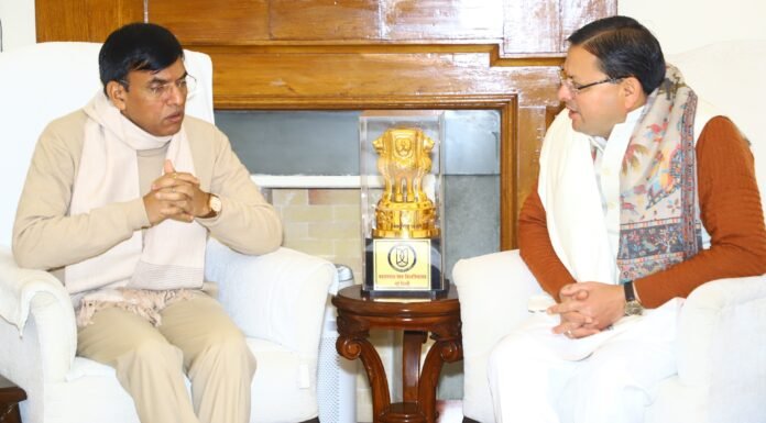 New Delhi:-केंद्रीय खेल मंत्री मनसुख मांडविया से सीएम धामी ने की भेंट,उत्तराखंड में राष्ट्रीय खेलों के आयोजन की तैयारियों के बारे में जानकारियां