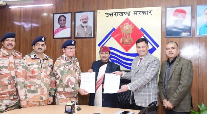 Uttarakhand:-सीमांत क्षेत्रों में पर्यटन को बढ़ावा देने के लिए उत्तराखण्ड पर्यटन विकास बोर्ड एवं गृह मंत्रालय और भारत-तिब्बत सीमा पुलिस बल के मध्य एम.ओ.यू.पर हस्ताक्षर