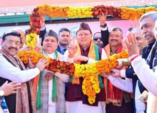 Uttarakhand:निकायों में मिली प्रचंड जीत पर संगठन ने किया सीएम धामी का अभिनंदन,धामी ने कार्यकर्ताओ को समर्पित की जीत,2027 के समर मे जुटने का आह्वान