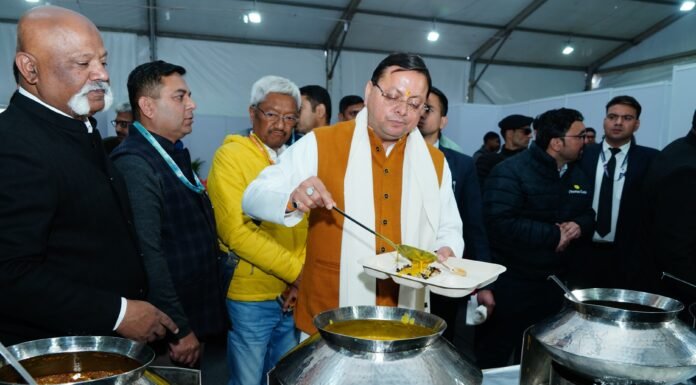 National Games:-सीएम धामी ने महाराणा प्रताप स्पोर्ट्स स्टेडियम में 38वें राष्ट्रीय खेलों की विभिन्न व्यवस्थाओं का किया अवलोकन-खिलाड़ियों को भोजन परोसा साथ बैठकर किया भोजन