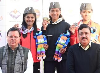 38th National Games:-मुख्यमंत्री पुष्कर धामी ने 38वें राष्ट्रीय खेलों के अंतर्गत आयोजित एथलेटिक्स खेलों का किया अवलोकन,विजेता खिलाड़ियों को दी शुभकामनाएं