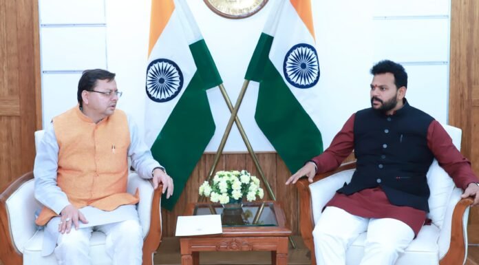 New Delhi:-केन्द्रीय नागरिक उड्डयन मंत्री किंजरापु राममोहन नायडू से सीएम धामी ने की भेंट,राज्य में विमानन क्षेत्र के विकास और उत्तराखण्ड के पर्यटन को बढ़ावा देने पर की चर्चा