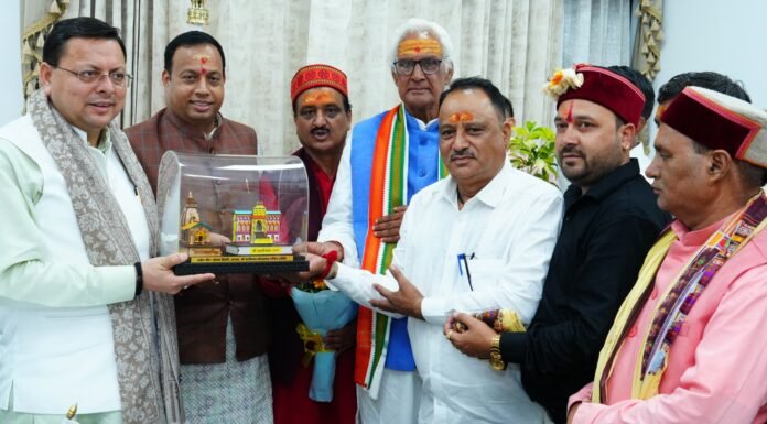 Dehradun:-बद्री-केदार मंदिर समिति के प्रतिनिधिमंडल ने सीएम धामी से की मुलाकात,चारधाम यात्रा के सफल,सुचारु और सुरक्षित संचालन के लिए राज्य सरकार का किया आभार प्रकट