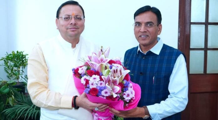 New Delhi:-केंद्रीय खेल मंत्री डॉ.मनसुख मांडविया मिले सीएम धामी,राज्य में खेलों के व्यापक विकास,उच्च स्तरीय खेल अवस्थापना के निर्माण तथा खिलाड़ियों को विश्वस्तरीय प्रशिक्षण एवं सुविधाएं उपलब्ध कराने पर की चर्चा