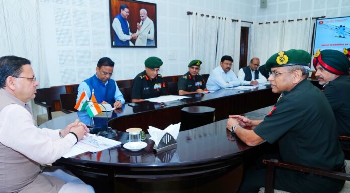UTTARAKHAND:-भारतीय सेना की मध्य कमान के जनरल ऑफिसर कमांडिंग-इन-चीफ लेफ्टिनेंट जनरल अनिन्द्य सेनगुप्ता ने सीएम धामी से की शिष्टाचार भेंट