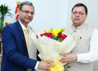 UTTARAKHAND:-आरबीआई गवर्नर संजय मल्होत्रा ने की मुख्यमंत्री पुष्कर सिंह धामी से शिष्टाचार भेंट