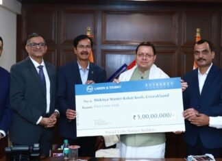 New Delhi:-लार्सन एंड टुब्रो के प्रतिनिधिमंडल ने सीएम धामी से की शिष्टाचार भेंट,मुख्यमंत्री राहत कोष में प्रदान की प्राकृतिक आपदाओं से प्रभावित लोगों की सहायता हेतु ₹5करोड़ की राशि