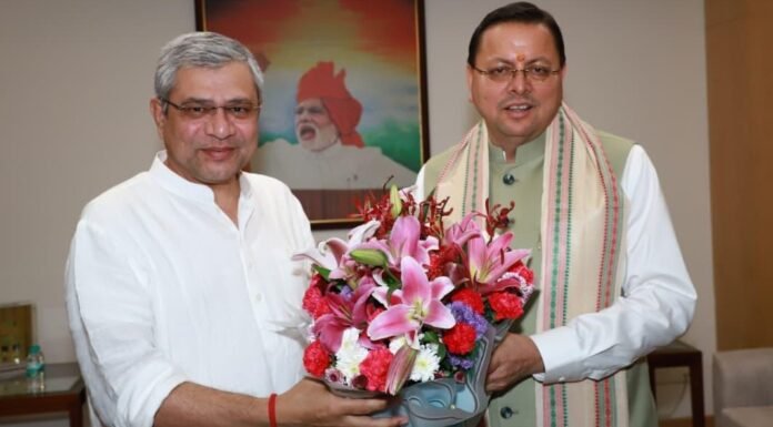 CM Dhami Delhi Visit:-केन्द्रीय रेल मंत्री अश्विनी वैष्णव से सीएम धामी ने की भेंट,उत्तराखण्ड में रेल अवसंरचना के विकास पर की चर्चा