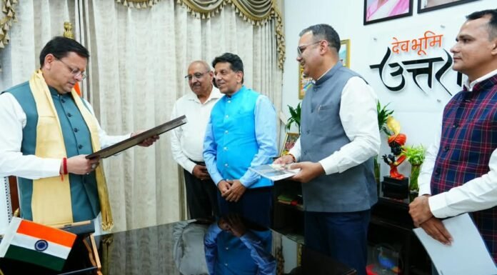 Uttarakhand:-ईईपीसी के चेयरमैन पंकज चड्ढा ने की मुख्यमंत्री पुष्कर सिंह धामी से भेंट