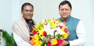 Uttarakhand:-मुख्यमंत्री पुष्कर सिंह धामी से सांसद फग्गन सिंह कुलस्ते ने की शिष्टाचार भेंट