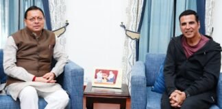 Uttarakhand:-मुख्यमंत्री पुष्कर धामी से प्रसिद्ध फिल्म अभिनेता अक्षय कुमार ने की शिष्टाचार भेंट